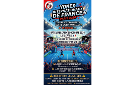 SORTIE CLUB : INTERNATIONAUX DE FRANCE DE BADMINTON